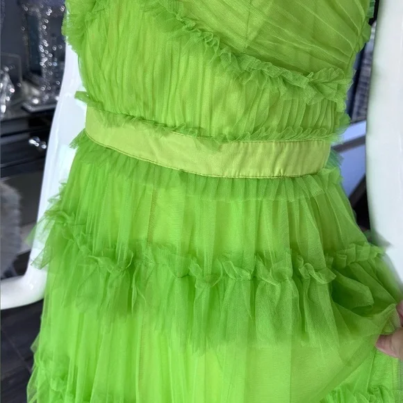 New π Lime Green Tiered Ruffled Dress - Picture 6 of 17